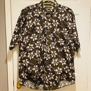 Natural Issue Men's 100% Cotton Short Sleeve Floral Button-Down Top Size L